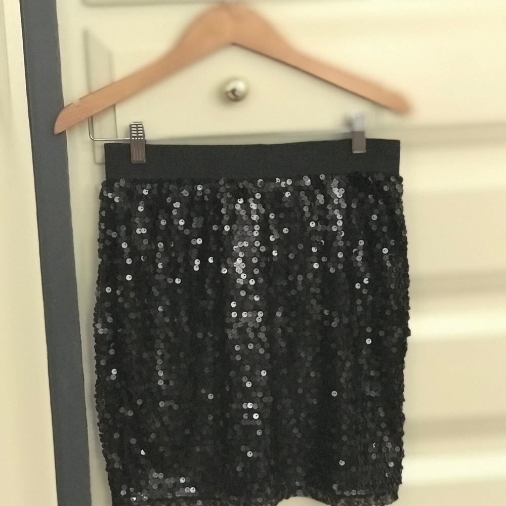 Black sequin mini skirt